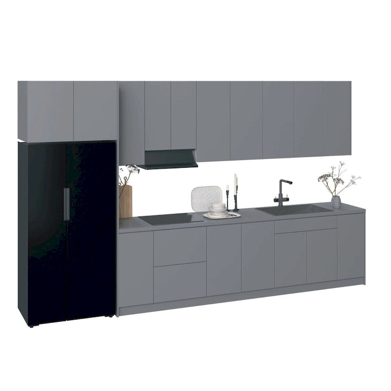 Küche Timeless Kollektion Grau & Weiß Hochglanz Farbbasis Größe 13Ft Breite - 157x24