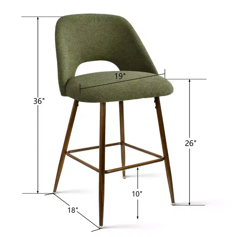 3er-Set Mid-Century Modern Barhocker in Thekenhöhe, 26 Zoll gepolsterte Kücheninselstühle mit Metallbeinen in Walnuss-Optik - Panipeachy