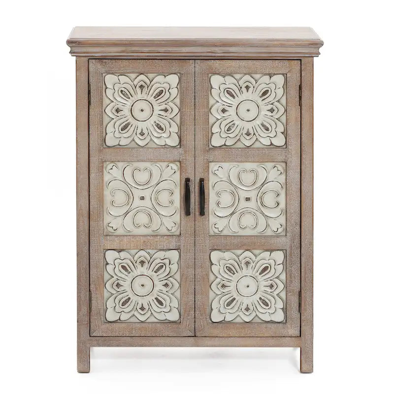 Landhaus-Aufbewahrungsschrank, 2-türig, 95 cm hoch – 95 H x 70,3 B x 33,6 T cm