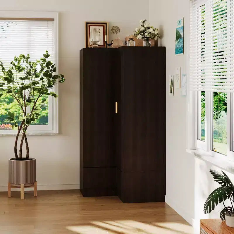 Hitow minimalistischer Eckkleiderschrank mit Doppeltür und Schubladendesign