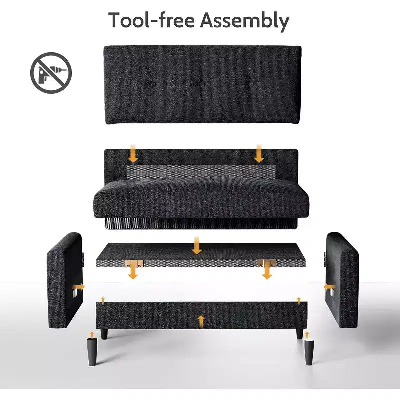 Dyonery 2-Sitzer-Sofa, Zweisitzer-Couch für Büro und kleine Räume, 61 cm tiefe Sitzfläche, FSC-zertifizierter Massivholzrahmen, werkzeugloser Aufbau