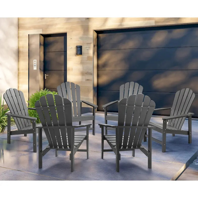 Vrakae 6er-Set stapelbarer Adirondack-Gartenstühle aus HDPE für jedes Wetter