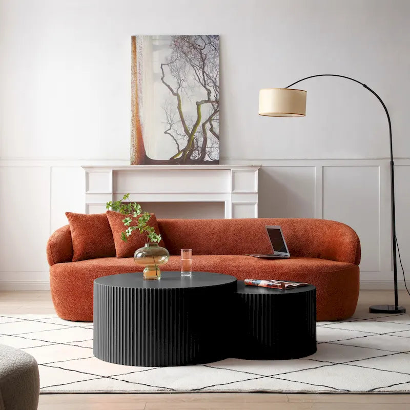 Modernes, glamouröses rundes Satztisch-Set für das Wohnzimmer (2-tlg.), nicht montiert