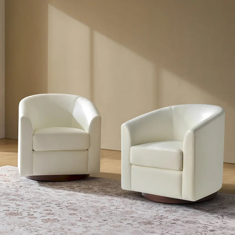 Haley Moderne drehbare Fässerstuhl-Set aus Kunstleder mit Massivholzfuß, 2er-Set von HULALA HOME