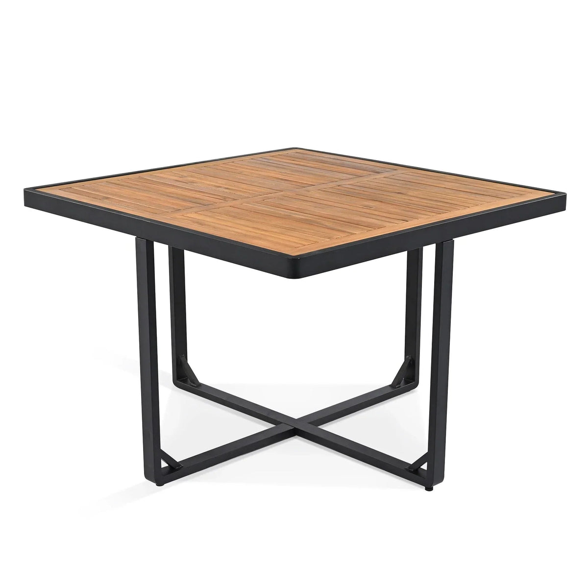 18-teiliges Terrassen-Essgruppen-Set aus Akazienholz, 8 gepolsterte Stühle & 8 Hocker & 2 quadratische Tische