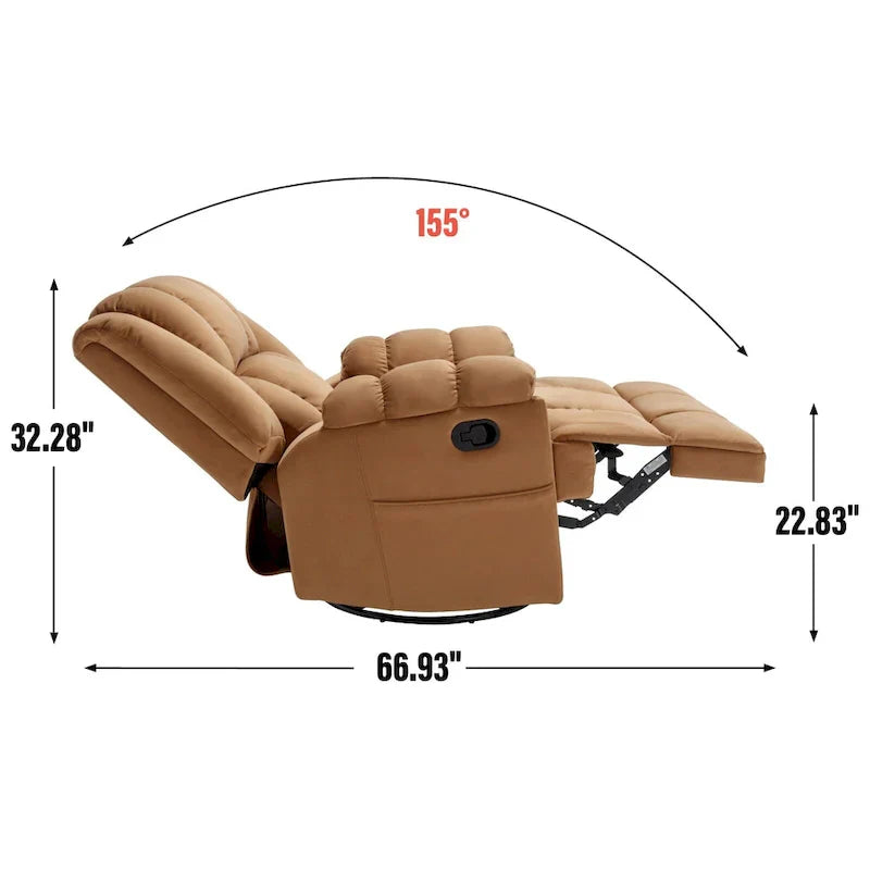 Lazy Boy Schwenk- und Schaukel-Polstersessel, großer manueller Gleitsessel mit Kissen-Armlehnen und gepolsterter Rückenlehne