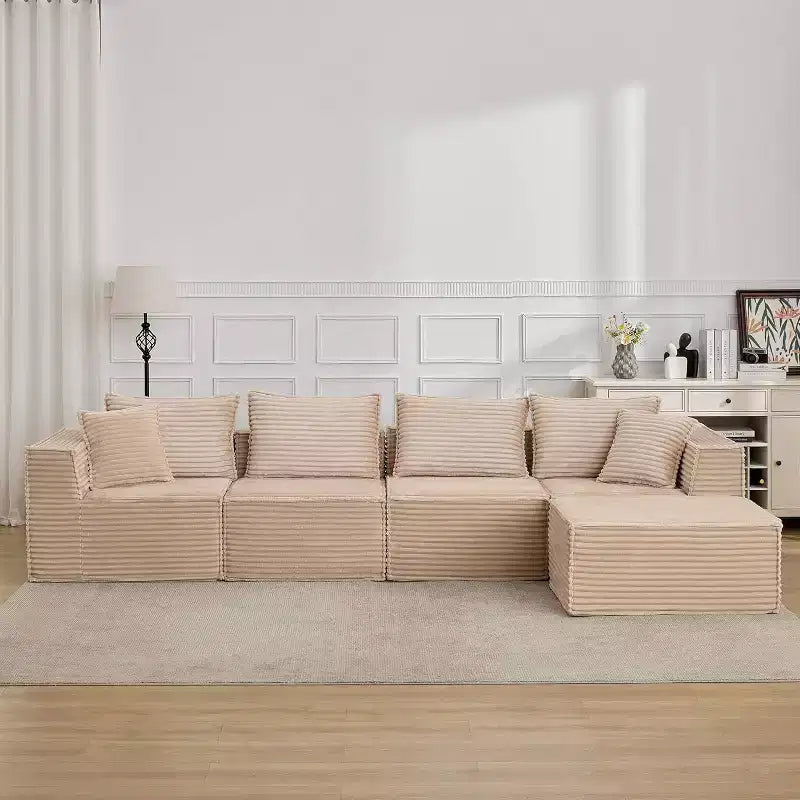 107/ 137 modulares Cloud-Sofa-Element, tiefes, rahmenloses Sofa, wandelbares, bequemes Bodensofa mit Hockern und Memory-Schaumstoff