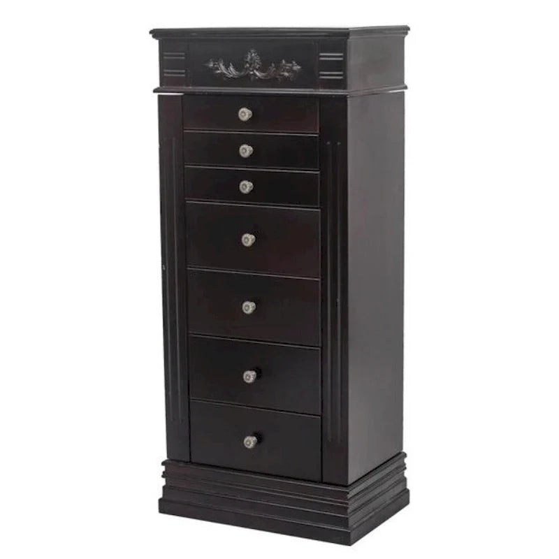 Stilvoller Schmuckschrank mit Spiegel und Kettenhaken - 18,5 x 12 x 42