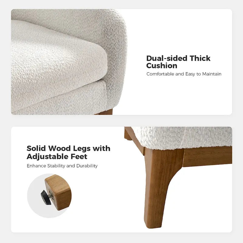 Augus Moderner Bouclé-Akzent-Tonsessel mit Beinen aus Massivholz von HULALA HOME