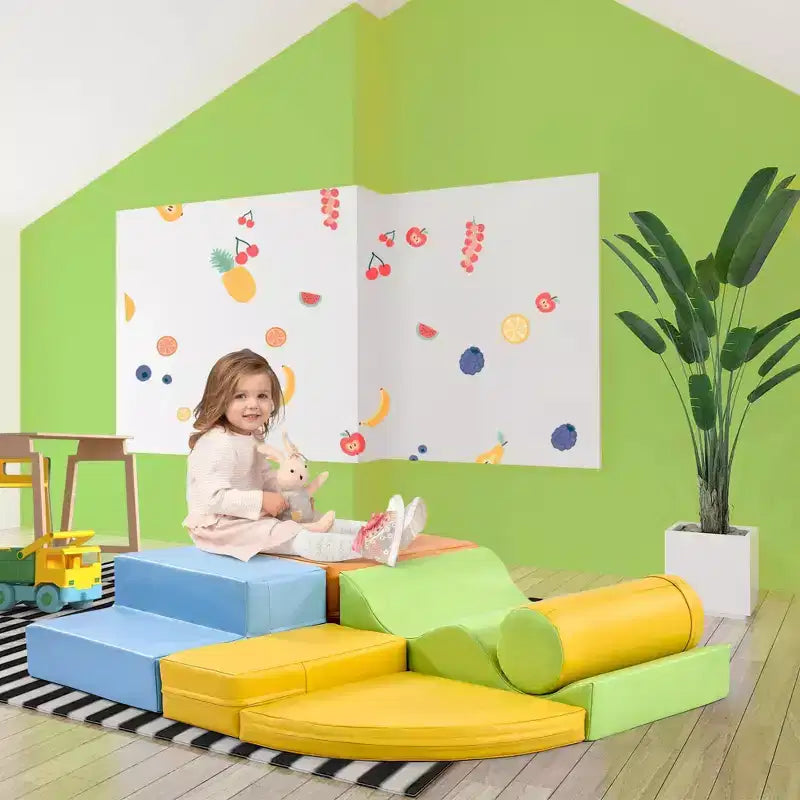 6-in-1-Kletter- und Krabbelspielset für Kleinkinder, Indoor-Spielgerät für aktives Spielen, Kletter- und Krabbelspielzeug, Turngerät für Jungen und Mädchen, bunt