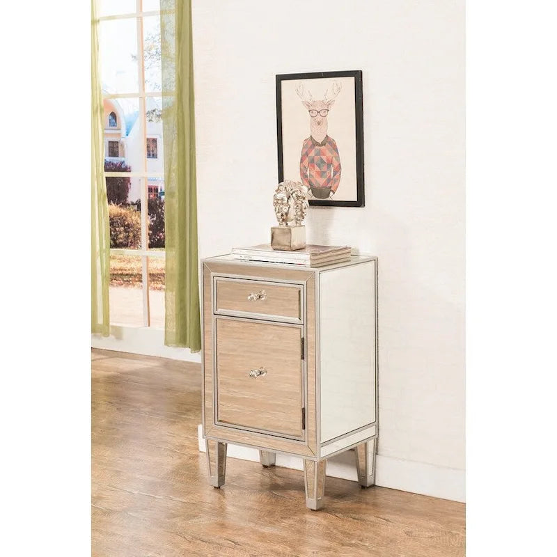 Reflexion Collection, 46 cm breiter, verspiegelter Nachttisch mit 1 Schublade in Rosa