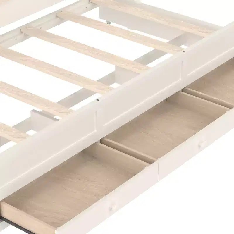 Doppel-/Einzelbett-Plattformbett mit Ausziehbett, Prinzessinnen-Himmelbett aus Holz mit 3 Schubladen, Stauraumbett mit gepolstertem Kopfteil für das Schlafzimmer