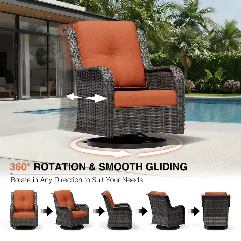 UPTIOT Premium Outdoor-Lounge-Set mit Sofa, Drehstühlen und Fußhocker für ultimativen Komfort und Stil
