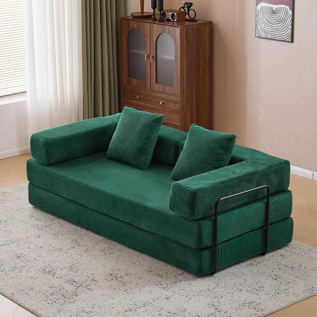 Umwandelbares Bodenschlafsofa mit Rückenkissen, Chenille-Gewebe für Wohnzimmer Schlafzimmer