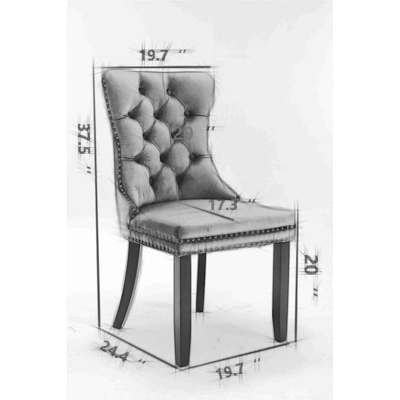 Set aus 2 Esszimmerstühlen mit hoher Rückenlehne, gepolsterte Küchenstühle aus PU-Leder mit Griff an der Rückseite und Holzbeinen, Stuhl als Sitzgelegenheit am Esstisch