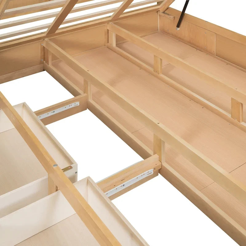 Holz-Plattformbett mit Stauraum und 2 Schubladen