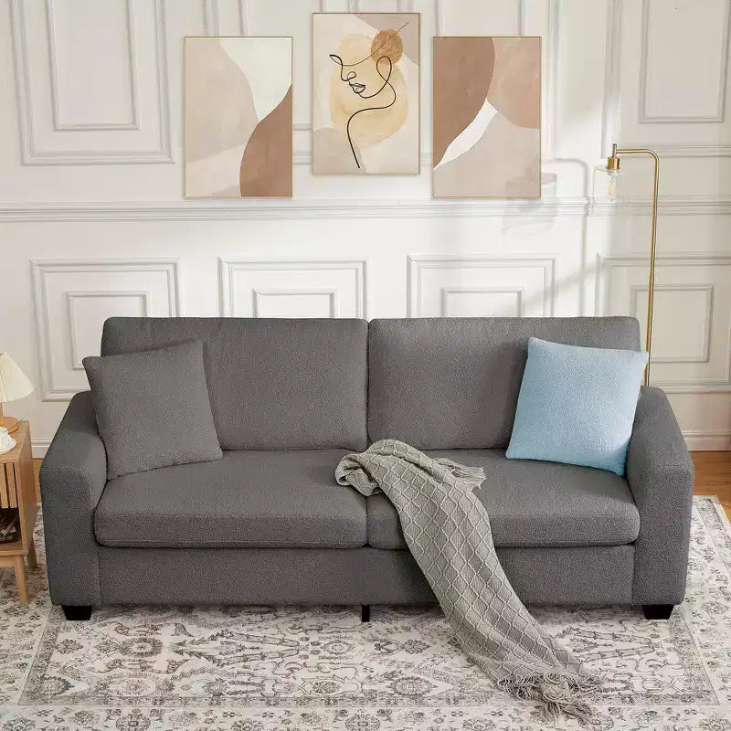 83W Modernes 3-Sitzer-Sofa mit tiefer Sitzfläche, weichem Stoff, breiter Armlehne, abnehmbarem, waschbarem Kissenbezug