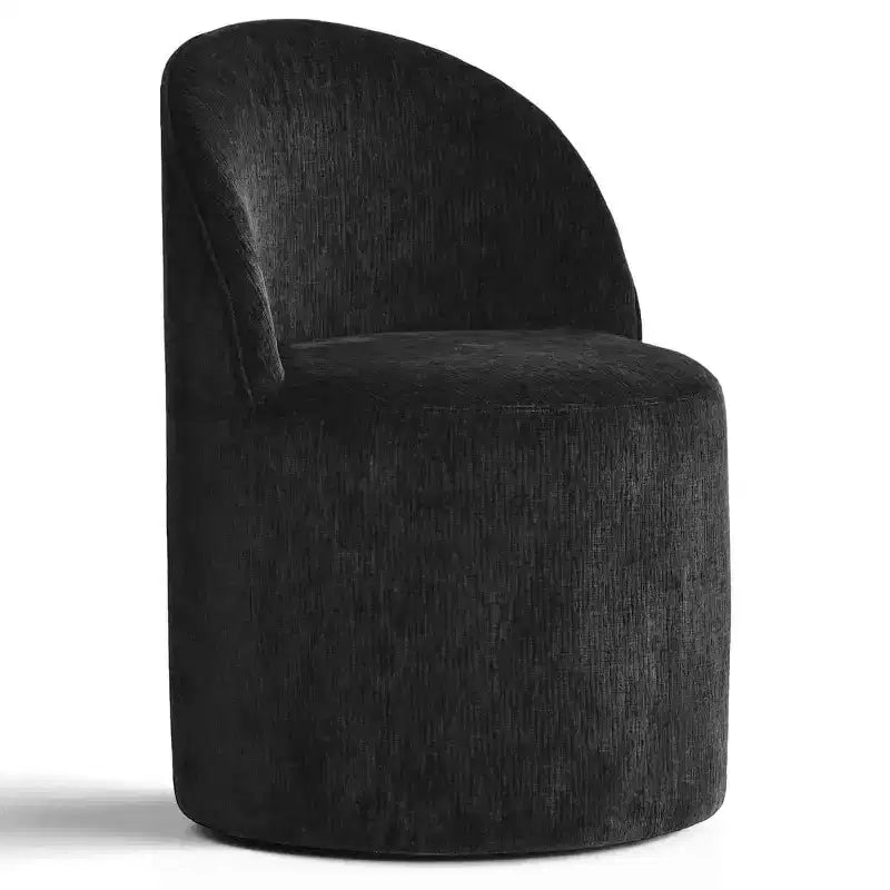 Moderner, chenillengepolsterter, drehbarer Akzentsessel mit Rollen, armlehnloser, rollbarer Loungesessel für Wohnzimmer, Schlafzimmer oder Homeoffice – Panipeachy