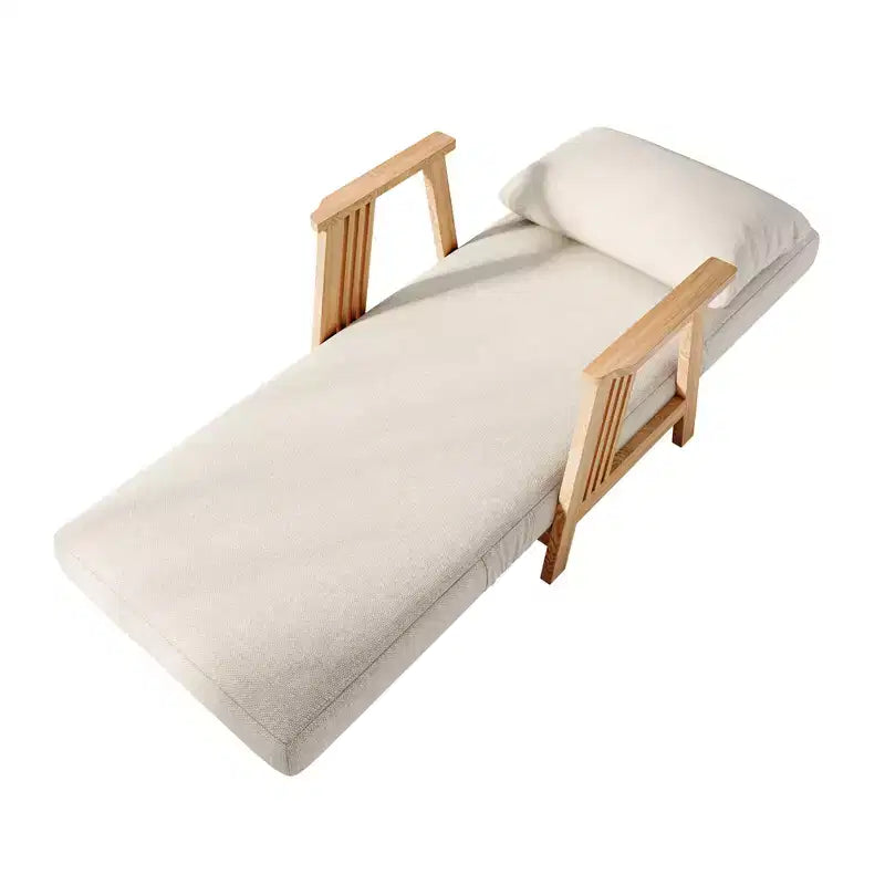 ATJafurn umwandelbarer Akzent-Armlehnstuhl aus Stoff mit Polsterung, Futon-Sessel, Schlafsofa mit Massivholzrahmen für Schlaf- und Wohnzimmer, Beige
