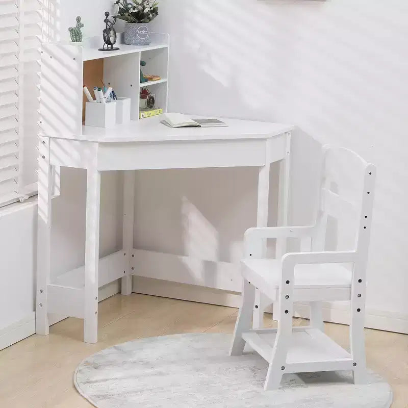 COZONY Kinderschreibtisch und Stuhl-Set, L-förmiger Lerntisch für Jungen und Mädchen im Alter von 3–8 Jahren