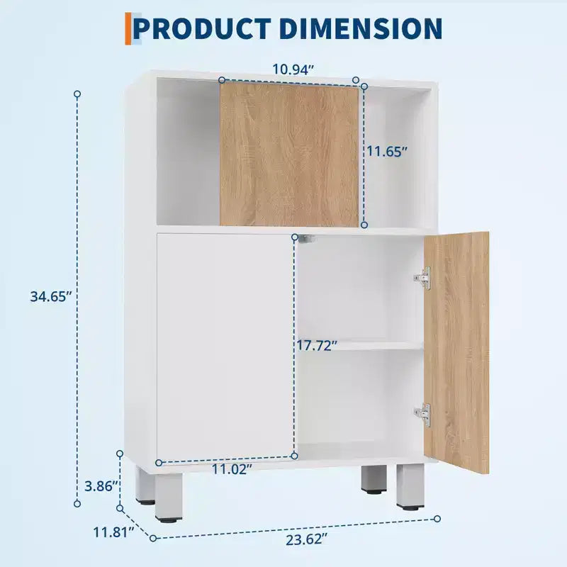 CuisinSmart Holzaufbewahrungsschrank, Sideboard-Buffetschrank mit Schiebetüren & verstellbaren Einlegeböden, Badezimmer-Vitrinenschränke, Weiß
