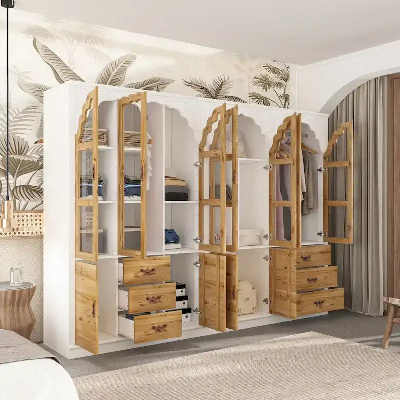 Vintage-inspiriertes zweiteiliges Kleiderschrank-Set mit Metallakzenten