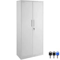 VEVOR Metall-Aufbewahrungsschrank, abschließbarer Stahlschrank mit 2 Magnettüren und 4 verstellbaren Einlegeböden, 71-Zoll-Metallschrank mit 200-lbs-Tragkraft, Weiß