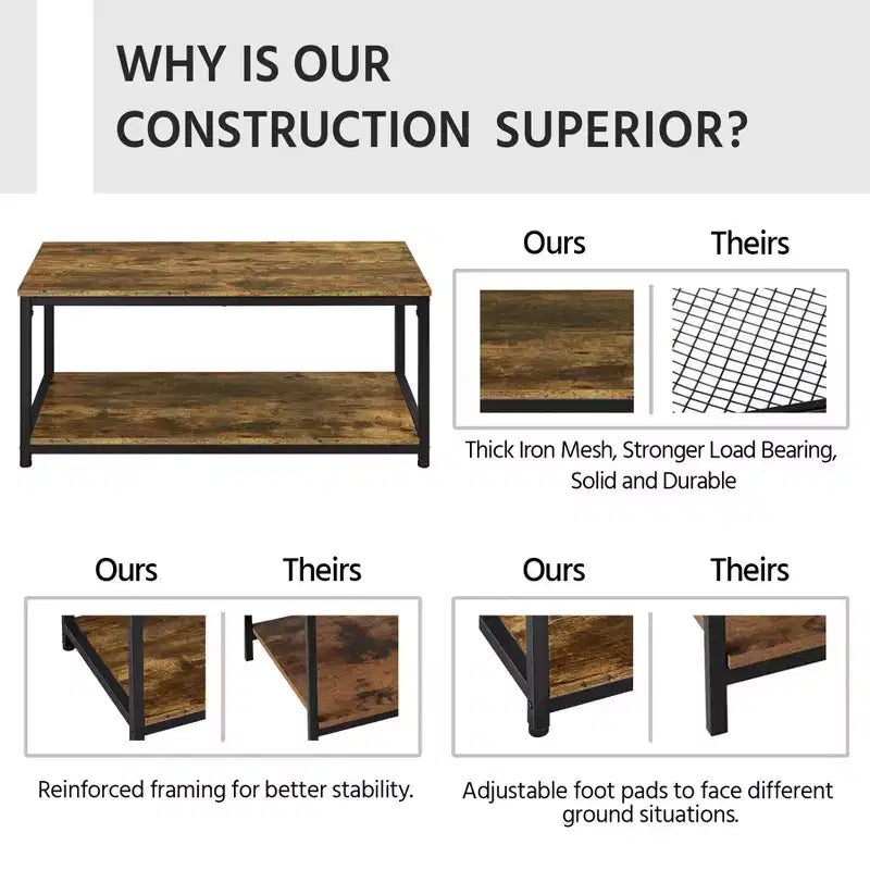 Yaheetech Industrie-Couchtisch aus Holz mit Ablagefach für das Wohnzimmer