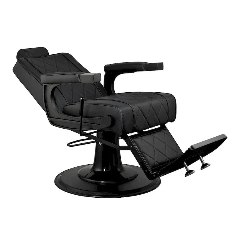 Robuster Friseurstuhl, verstellbarer Barbershop-Stylingstuhl, Schwarz