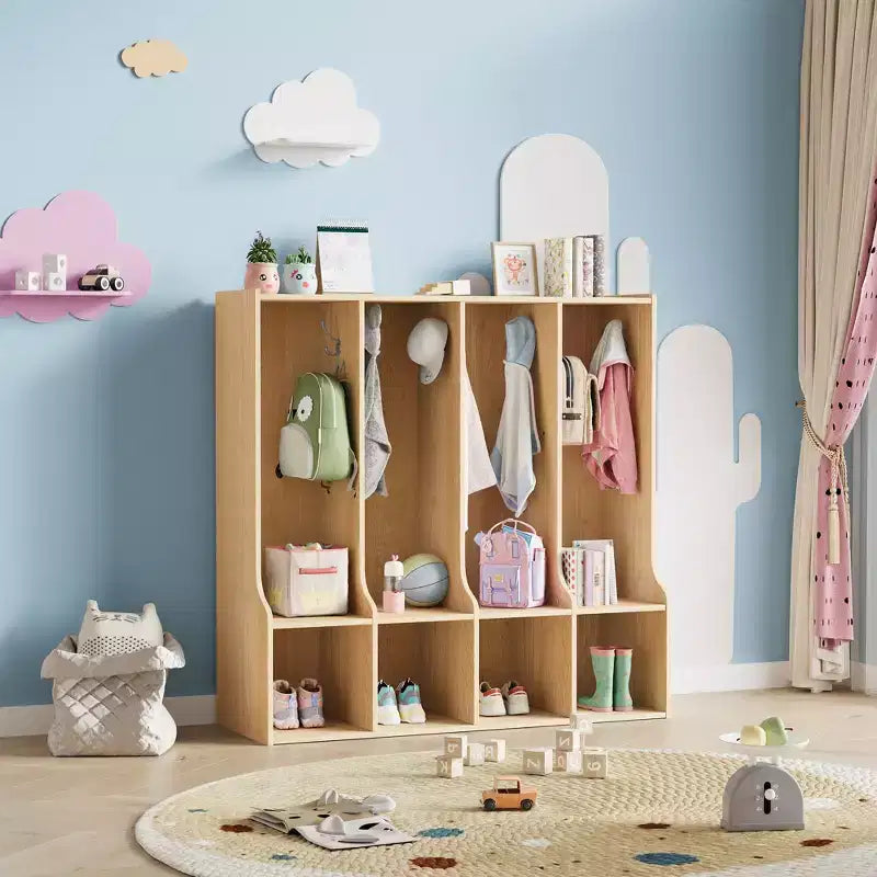 Acekool 4-teilige Kinder-Garderobe mit 4 Fächern & 8 Haken für Klassenzimmer, Kinderzimmer & Zuhause