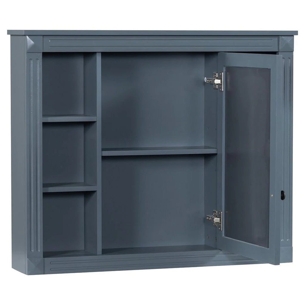 36" Moderner Badezimmer-Waschtisch mit Aufsatzwaschbecken und Spiegelschrank, 2 Türen und 2 Schubladen