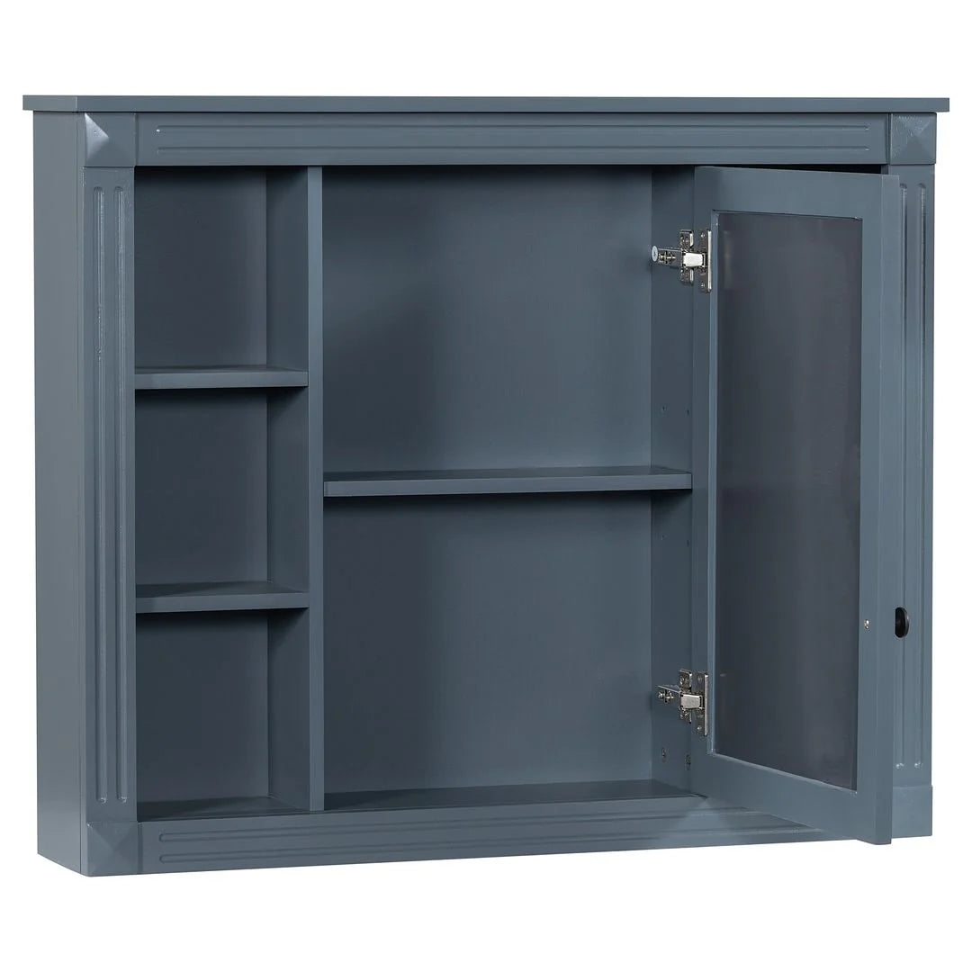 36" Moderner Badezimmer-Waschtisch mit Aufsatzwaschbecken und Spiegelschrank, 2 Türen und 2 Schubladen