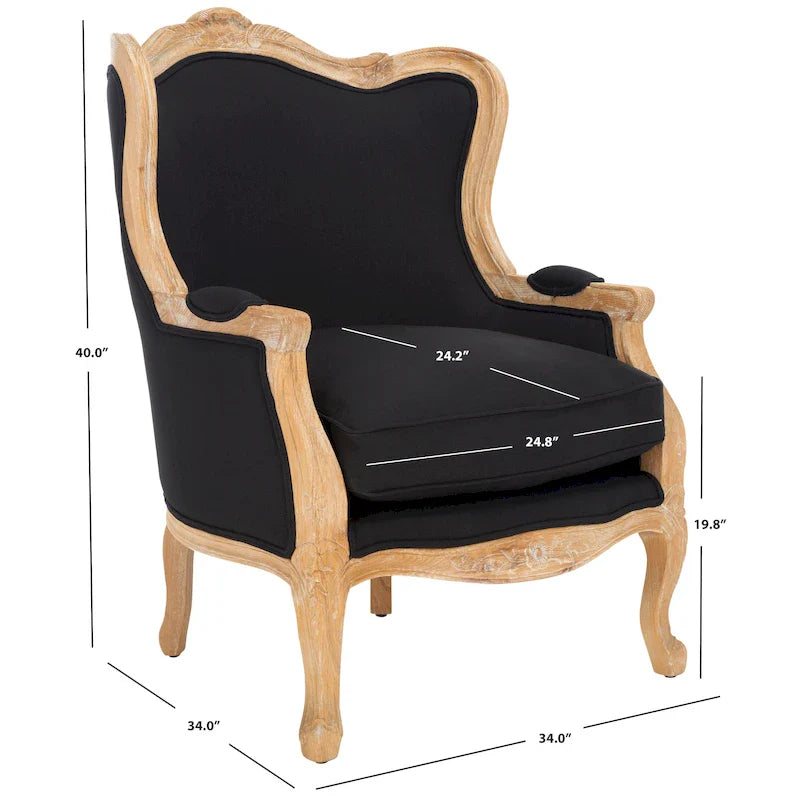 SAFAVIEH Couture Kali Ohrensessel aus Eiche und Naturleinen – 34 B x 34 T x 40 H