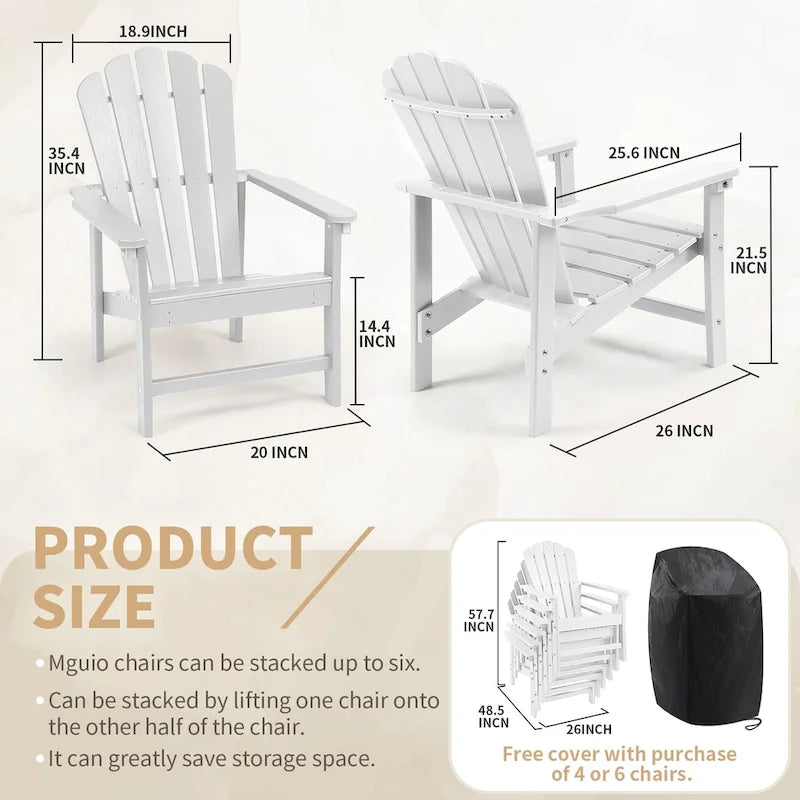Vrakae 6er-Set stapelbarer Adirondack-Gartenstühle aus HDPE für jedes Wetter