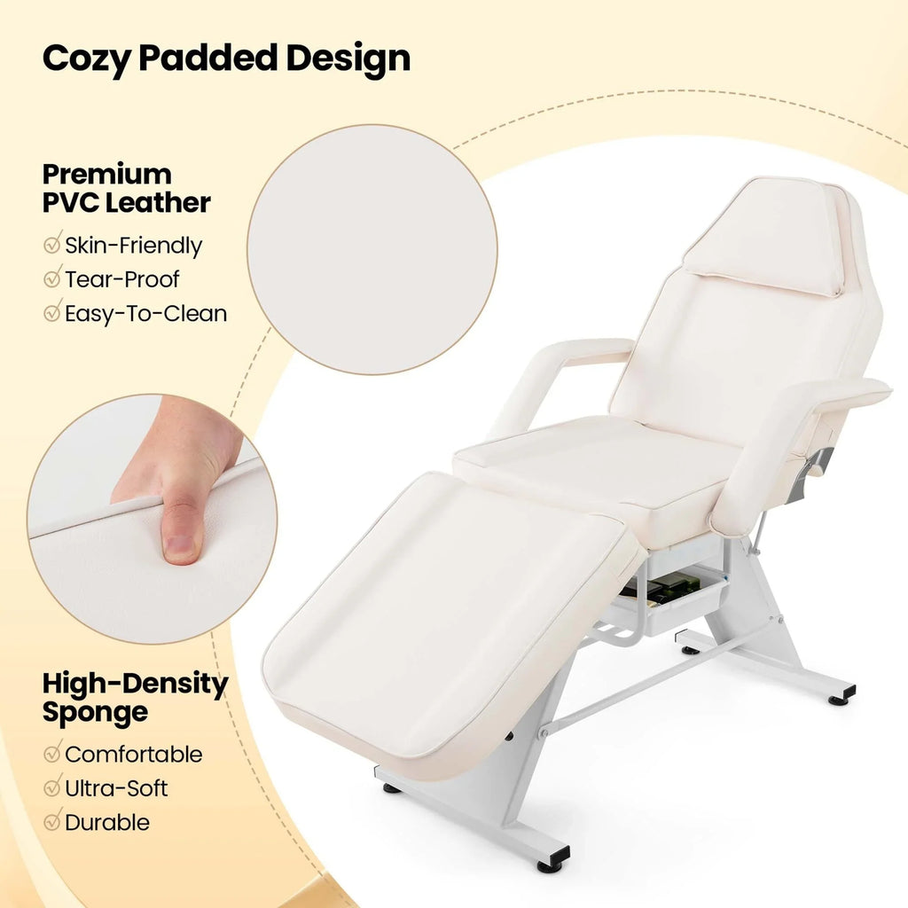 Costway 72 Massagebett mit hydraulischem Hocker und verstellbarer Rückenlehne &