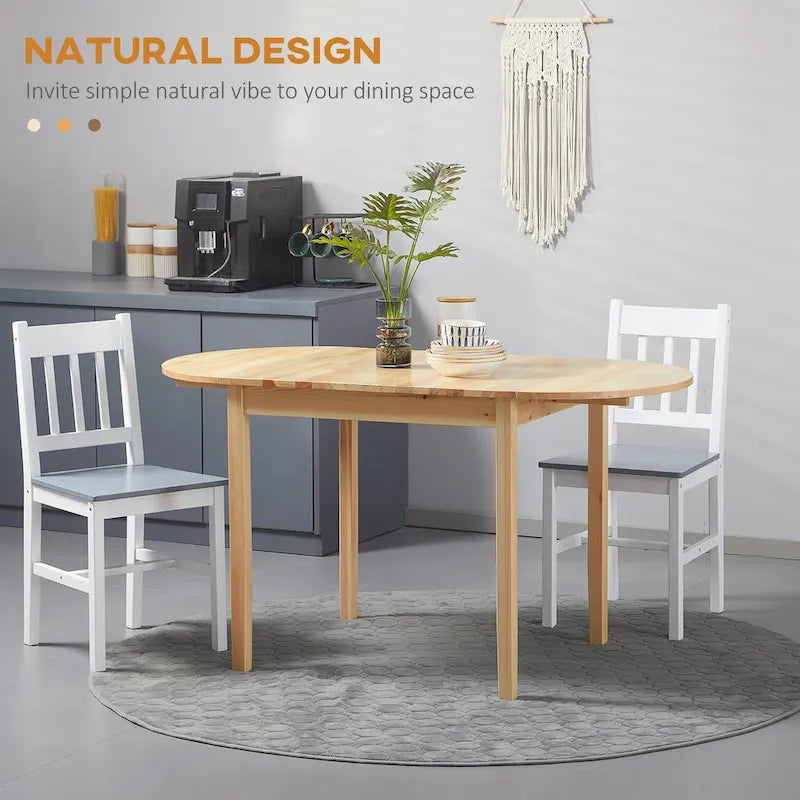 HOMCOM 55 cm Massivholz-Küchentisch, Klapptisch für kleine Räume, ausklappbarer Esstisch