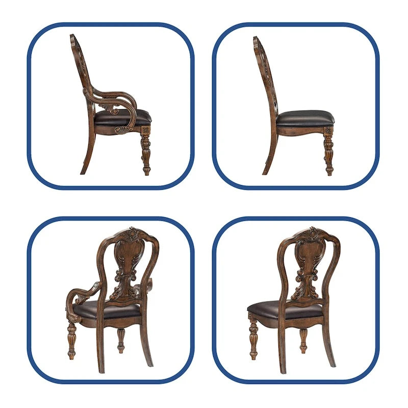 9-teiliges Esszimmer-Set mit Esstisch und Erweiterung, 2x Armlehnsesseln und 6x Stühlen