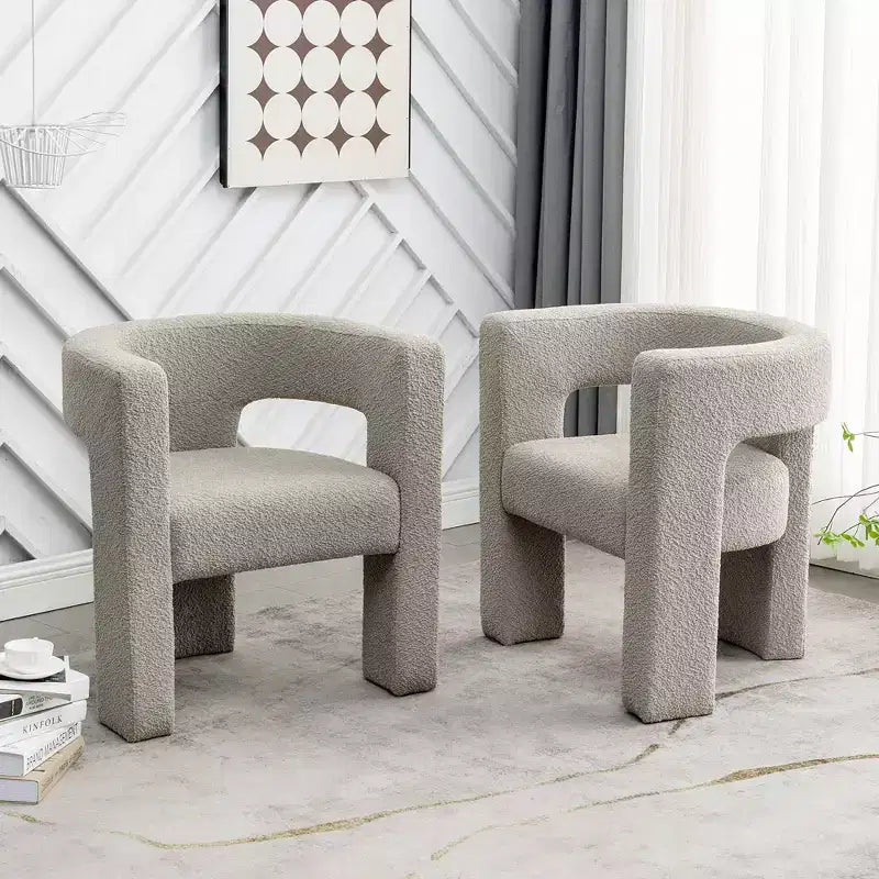 2er-Set 28 breite Polster-Sessel mit Bouclé-Bezug – Kinwell