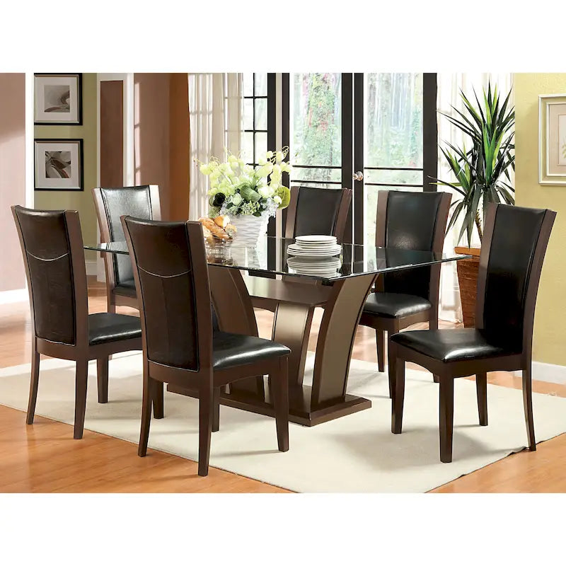 Bind Modernes Esszimmer-Set aus massivem Holz, 7-teilig, mit offenem Regal von Furniture of America