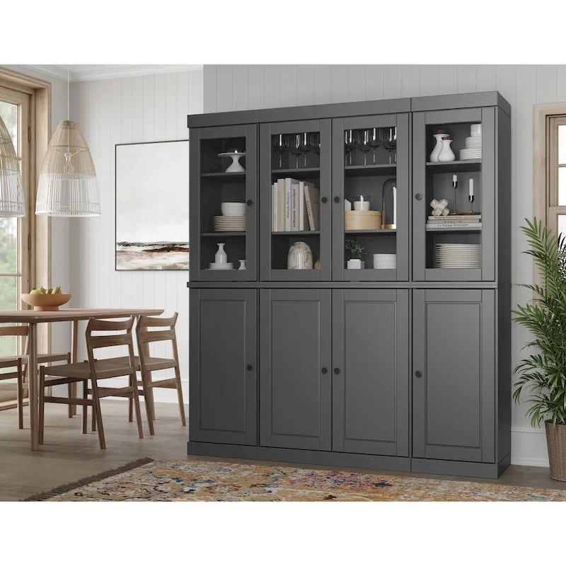 Küchenbuffet aus 100 % Massivholz mit Glas- oder Holztüren und 2-Schubladen-Set, 65 x 71,5