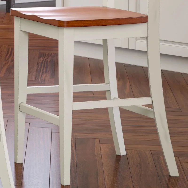 Homestyles Monarch 3-teiliges Kücheninsel-Set aus cremeweißem Holz mit ausklappbarer Holzplatte – 48 x 25 x 36
