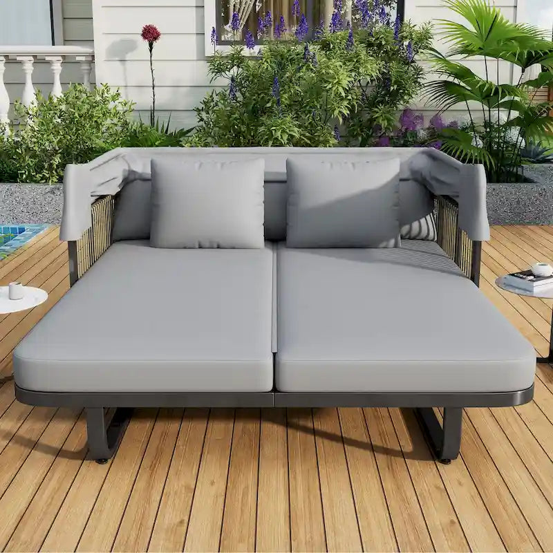 57 Outdoor-Tagesbett aus Rattan fürs Patio
