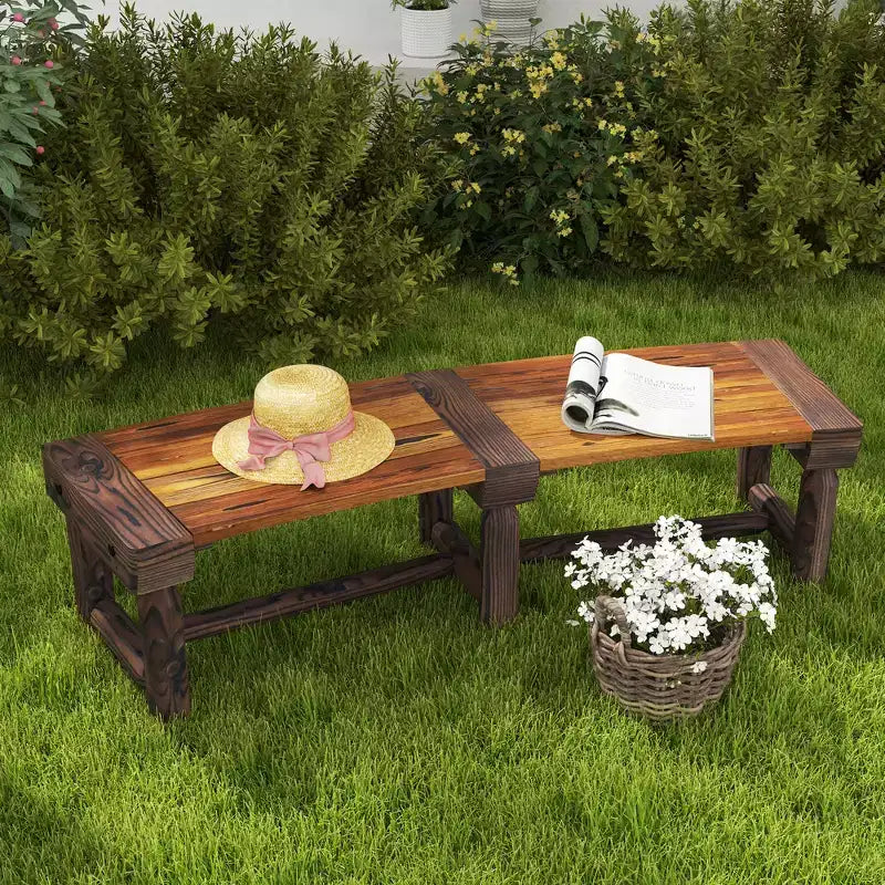 Outsunny Gartenbank aus Holz, halbkreisförmige Baum-Sitzbank für den Außenbereich, runde Baumbank