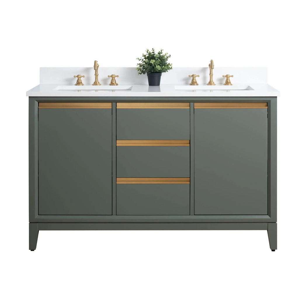 Vanity Art Badezimmerschrank mit Keramikwaschbecken und Platte aus technischem Marmor