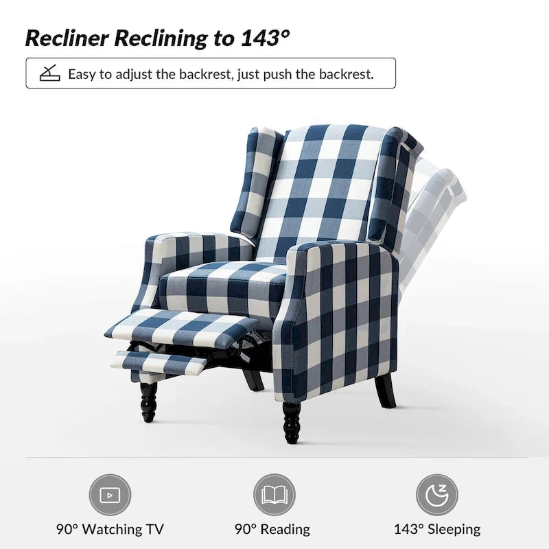 Manueller Mid-Century-Modern-Relaxsessel mit Rückstellfunktion und Ohrensesseldesign