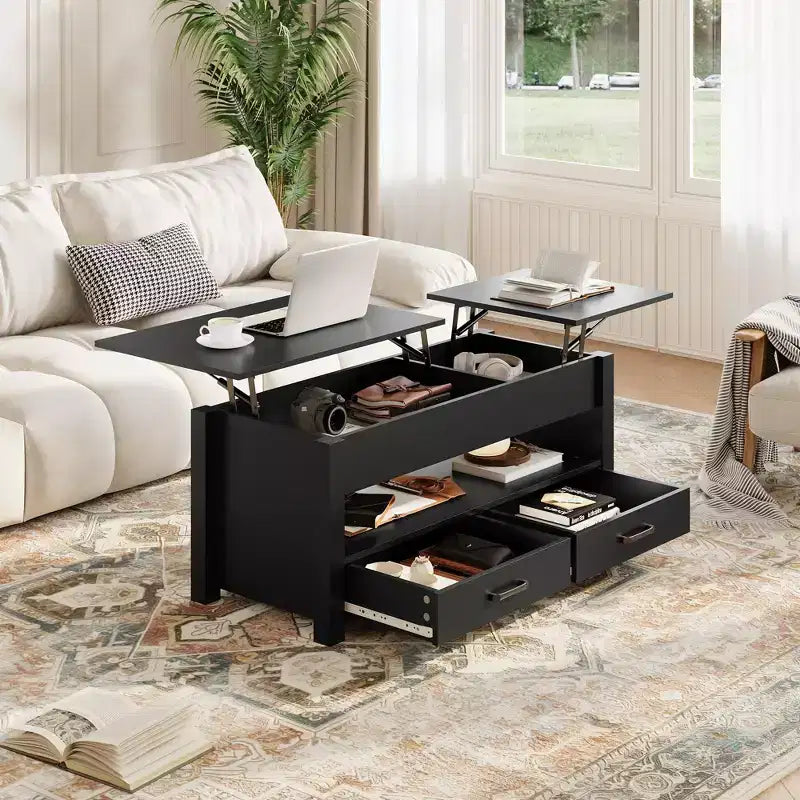 Couchtisch aus Holz – Höhenverstellbarer Couchtisch, höhenverstellbarer Wohnzimmertisch, moderner Couchtisch, stilvoller Couchtisch