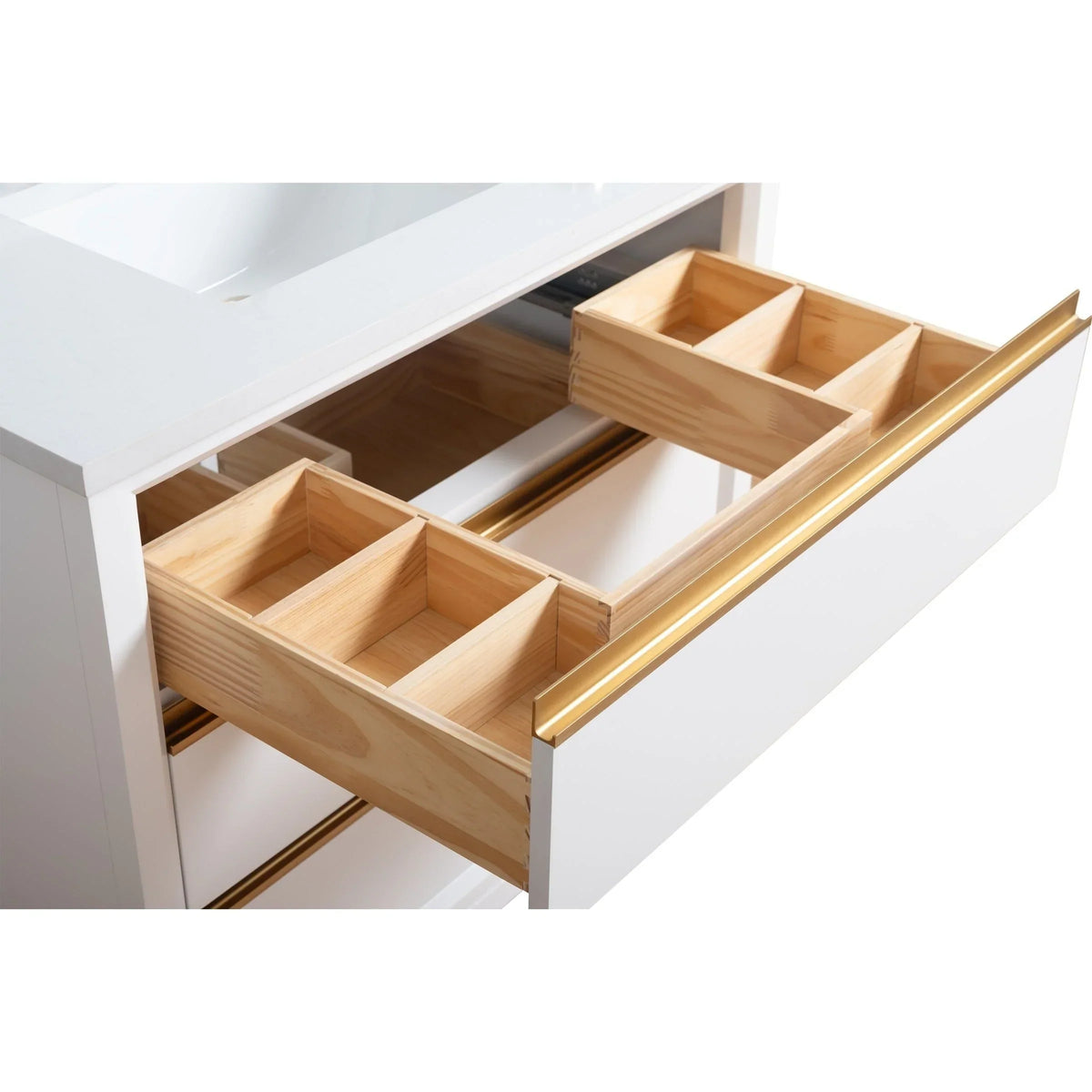 Vanity Art Badezimmerschrank mit Keramikwaschbecken und Platte aus technischem Marmor