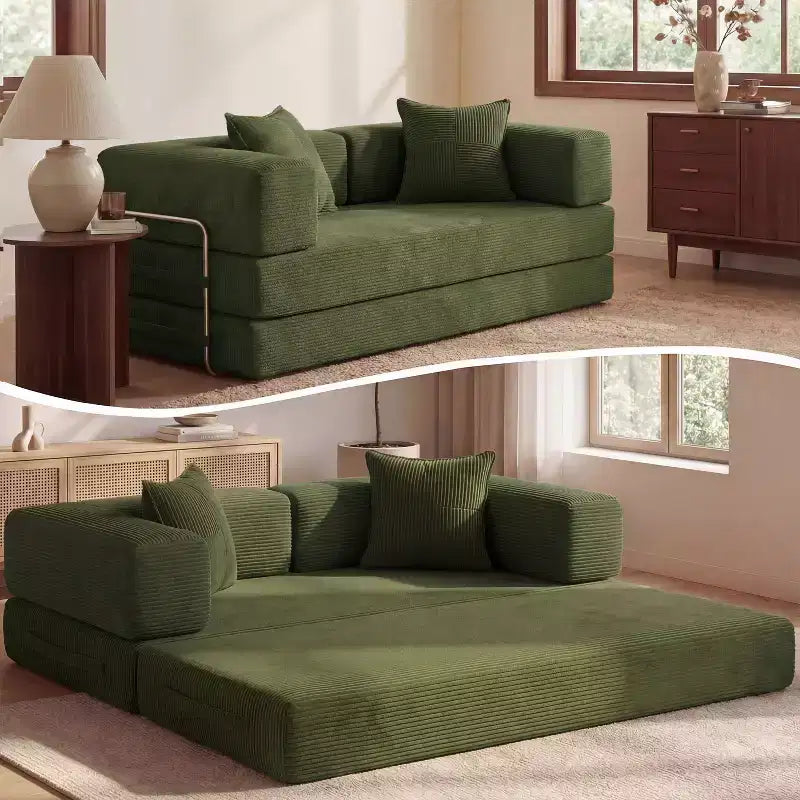 Dyonery 65-Zoll 5-in-1-Schlafsofa, zu einem Doppelbett umbaubar, mit festem Metallrahmen, Cord