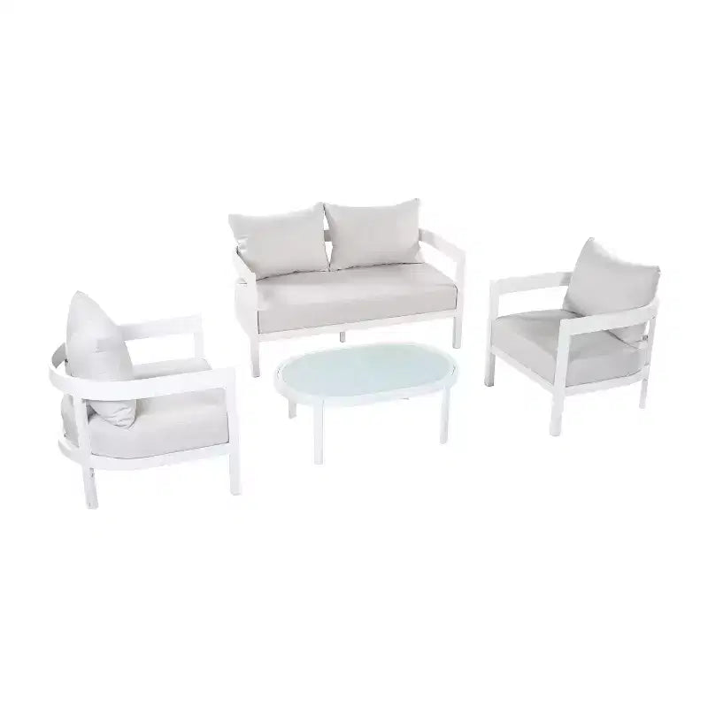 ModernLuxe 4/5-tlg. Outdoor-Sofaset, Terrassen-Sitzgruppe mit Couchtisch, wetterfesten Kissen & rostbeständigem Rahmen