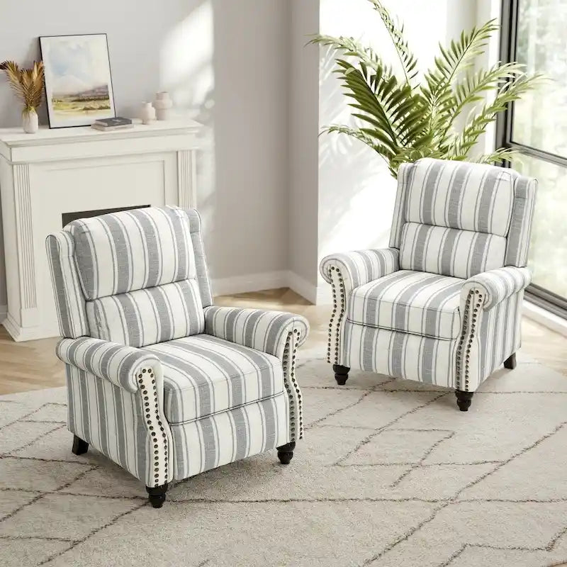 2er-Set moderner Polster-Relaxsessel mit Kunstleder/Stoffbezug